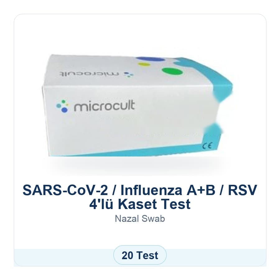 SARS-CoV-2 / Influenza A+B / RSV 4'lü Kaset Test Microcult ürün görseli